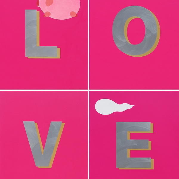 Love pig in pink, 2009 Acrylic on canvas 110 x 90 cm x4